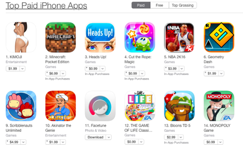 Ứng dụng Kimoji nhanh chóng giữ ngôi đầu trong số các ứng dụng trả phí trên App Store.